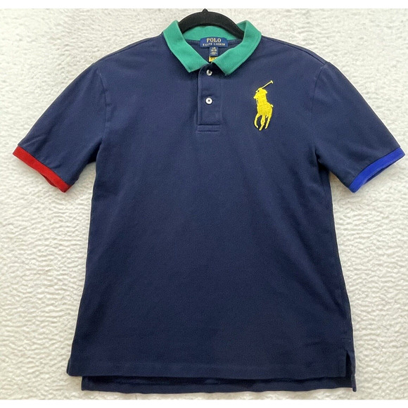 Polo Ralph Lauren Other - Polo Ralph Lauren Shirt Boys Large 14/16 Blue Yellow Big Pony Rugby Heritage